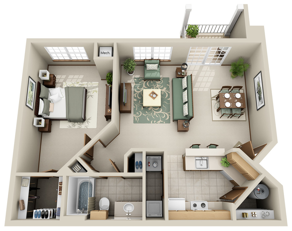 1 Bedroom 1 Bath (L)