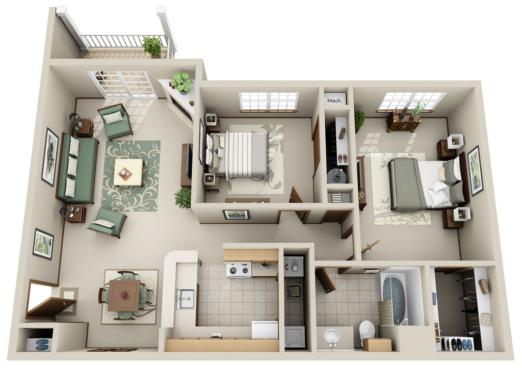 2 Bedroom 1 Bath (A)