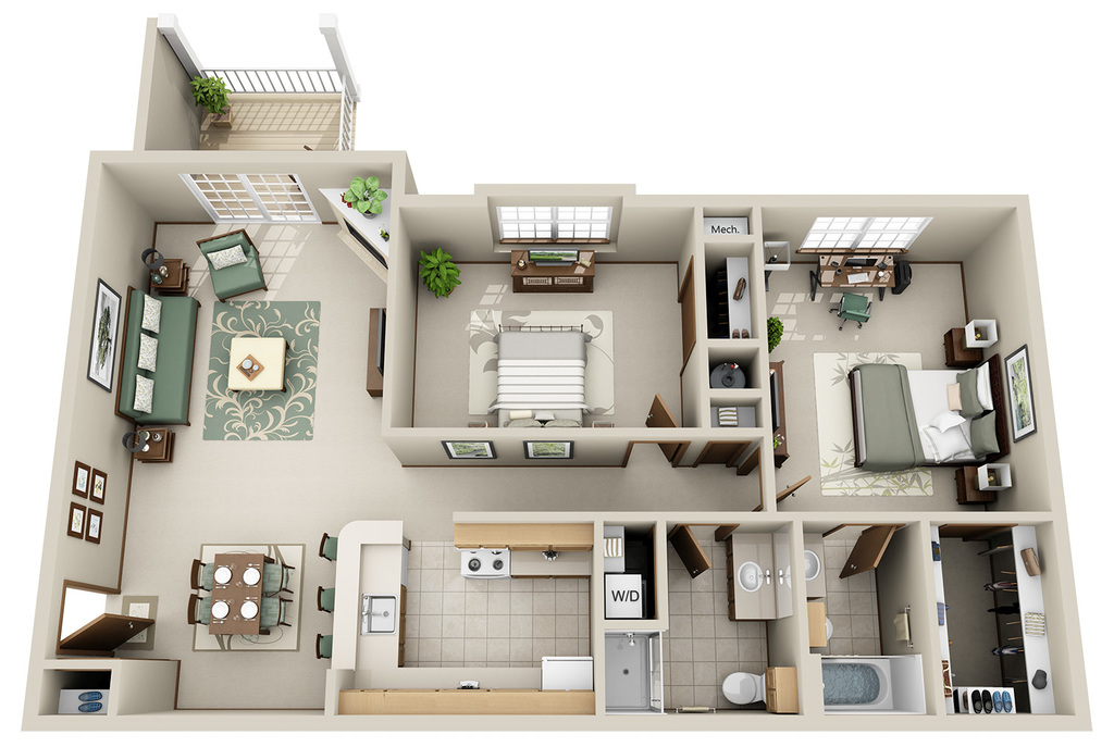 2 Bedroom 2 Bath (C)