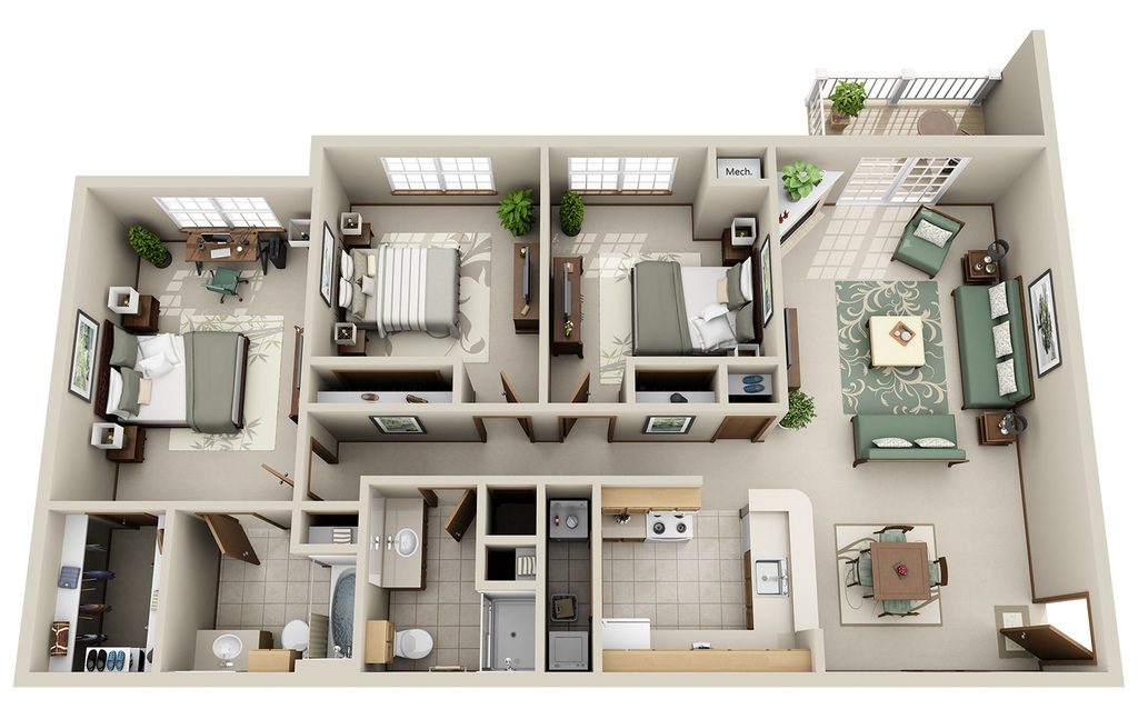 3 Bedroom 2 Bath (G)