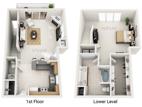 1 Bedroom 1.5 Bath (HD)