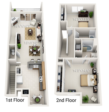 2 Bedroom 2.5 Bath (HI)
